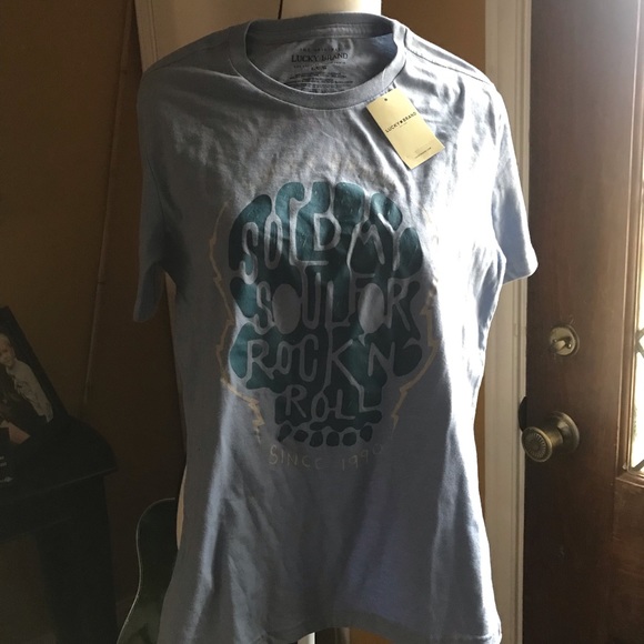 Lucky Brand-“Sold Soul for Rock n Roll” light blue tshirt dark script-Boys L NWT - Picture 3 of 6